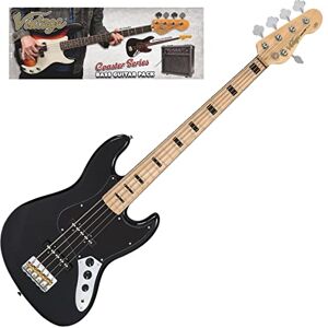 VINTAGE V495 COASTER 5 STRING BASS GUITAR PACK GLOSS BLACK VINTAGE V495 COASTER 5 STRING BASS GUITAR PACK GLOSS BLACK