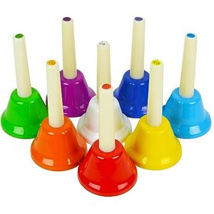 A-Star Coloured Metal Diatonic Hand Bells Set of 8 Notes, Educational Percussion Musical Instruments for Children A-Star Coloured Metal Diatonic Hand Bells Set of 8 Notes, Educational Percussion Musical Instruments for Children