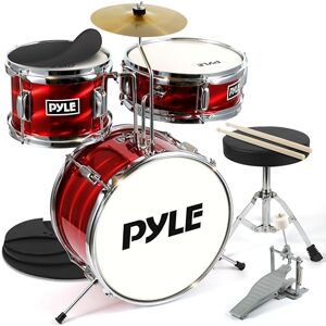 Pyle Kids Drum Kit, 3 Piece- Junior Drum Kit, Kids Drum Set- Age 5-7, With Wooden Shells, Bass & Foot Pedal, Snare, Tom, Cymbal Includes Adjustable Padded Seat & Pair of Lightweight Drumsticks Pyle Kids Drum Kit, 3 Piece- Junior Drum Kit, Kids Drum Set- Age 5-7, With Wooden Shells, Bass & Foot Pedal, Snare, Tom, Cymbal Includes Adjustable Padded Seat & Pair of Lightweight Drumsticks