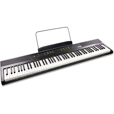 RockJam 88 Key Digital Piano with Full Size Semi-Weighted Keys, Power Supply, Sheet Music Stand, Piano Note Stickers & Simply Piano Lessons RockJam 88 Key Digital Piano with Full Size Semi-Weighted Keys, Power Supply, Sheet Music Stand, Piano Note Stickers & Simply Piano Lessons