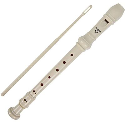 A-Star Soprano/Descant School Recorder Instrument, English/Baroque Fingering Key of C with Learning Chart, Bag, Cleaning Rod Beige A-Star Soprano/Descant School Recorder Instrument, English/Baroque Fingering Key of C with Learning Chart, Bag, Cleaning Rod Beige