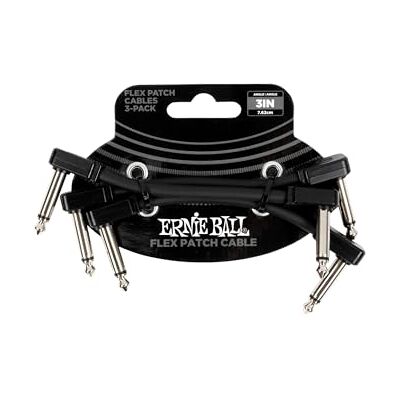 Ernie Ball Flex Patch Cable 3in Black 3 Pack Ernie Ball Flex Patch Cable 3in Black 3 Pack