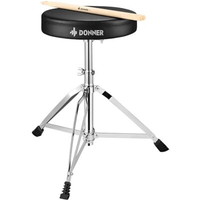 Donner Drum Throne Set, Padded Seat Height Adjustable Drum Stools, 5A Drumsticks Included, Multiple Iterations, Trusted Choice for Drummers Donner Drum Throne Set, Padded Seat Height Adjustable Drum Stools, 5A Drumsticks Included, Multiple Iterations, Trusted Choice for Drummers