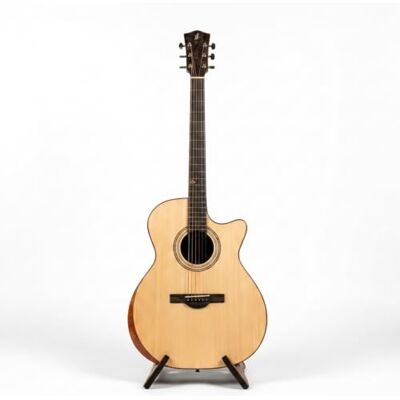 Mérida MA17GAC-NT Electro Acoustic Guitar Auditorium Cutaway, Rosewood Rosewood back and sides with a handcrafted rear inlay give this electro acoustic guitar a balanced tone and distinctive look. Mérida MA17GAC-NT Electro Acoustic Guitar Auditorium Cutaway, Rosewood Rosewood back and sides with a handcrafted rear inlay give this electro acoustic guitar a balanced tone and distinctive look.