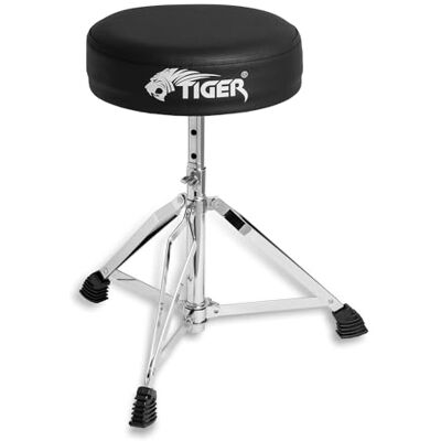 Tiger DHW93-CM Drum Throne, Adjustable 39-52cm Black For Drum Kit with 27.5cm Removable Padded Seat, 5 Height Settings, Double-Braced Legs, Anti-Slip Feet and Foldable Design Tiger DHW93-CM Drum Throne, Adjustable 39-52cm Black For Drum Kit with 27.5cm Removable Padded Seat, 5 Height Settings, Double-Braced Legs, Anti-Slip Feet and Foldable Design