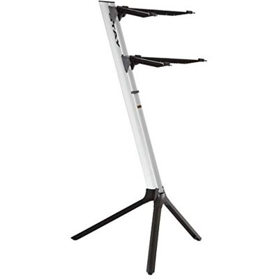 STAY MUSIC STAY Slim 2 Tier Keyboard Stand with Curved Top Tier Arms Silver STAY MUSIC STAY Slim 2 Tier Keyboard Stand with Curved Top Tier Arms Silver
