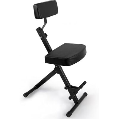 Pyle Portable Adjustable Musician Performer Stool Folding Musicians Performance Chair, Drum Guitarist Keyboard Throne w/Adjustable Padded Cushion Seat and Back, Foot Rest Pyle Portable Adjustable Musician Performer Stool Folding Musicians Performance Chair, Drum Guitarist Keyboard Throne w/Adjustable Padded Cushion Seat and Back, Foot Rest