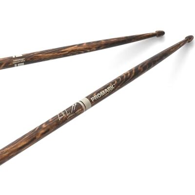 ProMark Drum Sticks Larnell Lewis Signature FireGrain 5AB Drumstick Drum Sticks Set Large Round Wood Tip Hickory with Lacquer Finish 1 Pair ProMark Drum Sticks Larnell Lewis Signature FireGrain 5AB Drumstick Drum Sticks Set Large Round Wood Tip Hickory with Lacquer Finish 1 Pair