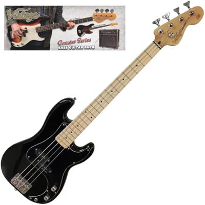 VINTAGE V30 COASTER 7/8 BASS GUITAR PACK GLOSS BLACK VINTAGE V30 COASTER 7/8 BASS GUITAR PACK GLOSS BLACK