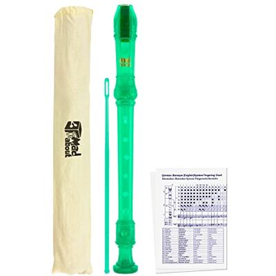 Mad About REC03 Descant Recorder Green Soprano School Recorder with Bag, Cleaning Rod and Fingering Chart, English/Baroque Fingering Mad About REC03 Descant Recorder Green Soprano School Recorder with Bag, Cleaning Rod and Fingering Chart, English/Baroque Fingering