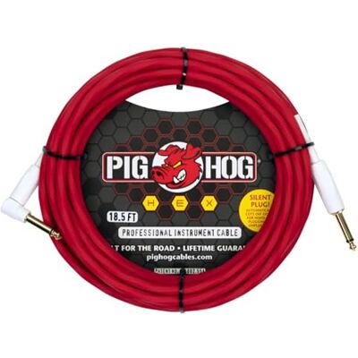 Pig Hog PHSH186CAR Hex Series Silent Cable, Candy Apple Red, 18.6 Feet Pig Hog PHSH186CAR Hex Series Silent Cable, Candy Apple Red, 18.6 Feet