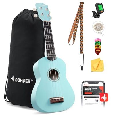 Donner Soprano Ukulele for Beginner Adult Kid Ukelele with Free Online Lesson Bag Strap String Tuner Pick Cloth, DMU-01 21 Inch Matte ukalalee Bundle Kit Macaron Series-Black Donner Soprano Ukulele for Beginner Adult Kid Ukelele with Free Online Lesson Bag Strap String Tuner Pick Cloth, DMU-01 21 Inch Matte ukalalee Bundle Kit Macaron Series-Black