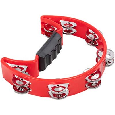 Percussion Plus PP486/3 Half Moon Tambourine Red Percussion Plus PP486/3 Half Moon Tambourine Red