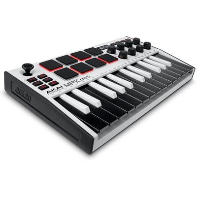 Akai MPK Mini MK3 25-Key USB MIDI Keyboard Controller, White Velocity-Sensitive Mini Keys, 8 MPC Pads, 8 Knobs, Software Suite Included, for Beat Makers, Music Producers and Home Studios Akai MPK Mini MK3 25-Key USB MIDI Keyboard Controller, White Velocity-Sensitive Mini Keys, 8 MPC Pads, 8 Knobs, Software Suite Included, for Beat Makers, Music Producers and Home Studios