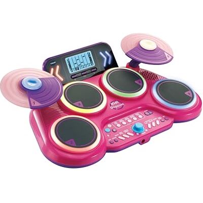 LeapFrog Vtech Kidi DJ Drums Pink, English Light-up drum kit with Bluetooth, audio port, 3 games and recording for custom drum sounds. Ages 5+ LeapFrog Vtech Kidi DJ Drums Pink, English Light-up drum kit with Bluetooth, audio port, 3 games and recording for custom drum sounds. Ages 5+