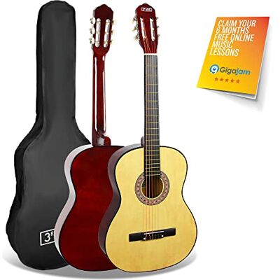3rd Avenue Full Size 4/4 Classical Guitar Beginner Spanish Nylon Strings with 6 Months FREE Lessons, Carry Case – Natural 3rd Avenue Full Size 4/4 Classical Guitar Beginner Spanish Nylon Strings with 6 Months FREE Lessons, Carry Case – Natural