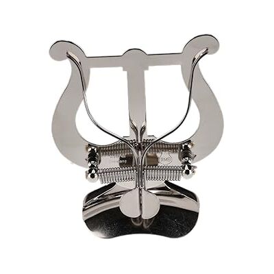 GEWA Marching Music Holder Trumpet Nickel Plated Large Lyra 2 Pushers With Clamp for Bell Attachment GEWA Marching Music Holder Trumpet Nickel Plated Large Lyra 2 Pushers With Clamp for Bell Attachment