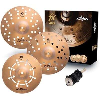 Zildjian FX Stacks 12” Cymbal Stack – Customisable FX Cymbals with Bright to Trashy Tones – Ideal for Trap & Experimental Styles – Includes Cymbolt Mount – Modular Bronze Cymbals- FXSTK12 Zildjian FX Stacks 12” Cymbal Stack – Customisable FX Cymbals with Bright to Trashy Tones – Ideal for Trap & Experimental Styles – Includes Cymbolt Mount – Modular Bronze Cymbals- FXSTK12