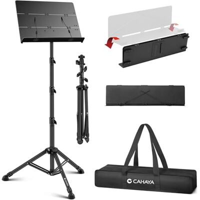 CAHAYA CY00005-1 Height Raiser Triple Music Stand Double Brace Foldable and Easy to Store Metal Music Stand Height Adjustable from 78 to 170 cm Matte Black CAHAYA CY00005-1 Height Raiser Triple Music Stand Double Brace Foldable and Easy to Store Metal Music Stand Height Adjustable from 78 to 170 cm Matte Black