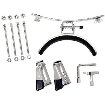 GEWA marching drum knee bracket with extension, suitable for 13" and 14" snares, adjustable height, chrome colour GEWA marching drum knee bracket with extension, suitable for 13" and 14" snares, adjustable height, chrome colour
