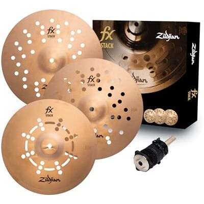 Zildjian FX Stacks 14” Cymbal Stack – Large FX Stack with Quick Tension Control – Crisp, Trashy Percussion Sound – Ideal for Metal & Hip-Hop – Includes Cymbolt Mount – Modular Bronze FXSTK14 Zildjian FX Stacks 14” Cymbal Stack – Large FX Stack with Quick Tension Control – Crisp, Trashy Percussion Sound – Ideal for Metal & Hip-Hop – Includes Cymbolt Mount – Modular Bronze FXSTK14