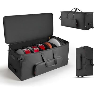 VEVOR Electronic Drum Kit Bag, 600D, Padded Drum Bag with Wheels, Large 36.2 x 16.5 x 16.1 in Interior, Lightweight Travel Case with Detachable Dividers, Multiple Pockets, for Electric Drums, Black VEVOR Electronic Drum Kit Bag, 600D, Padded Drum Bag with Wheels, Large 36.2 x 16.5 x 16.1 in Interior, Lightweight Travel Case with Detachable Dividers, Multiple Pockets, for Electric Drums, Black