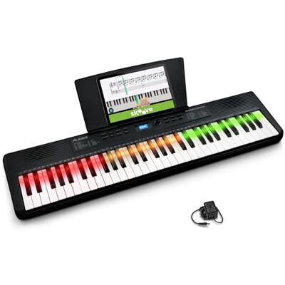 Alesis Teacher's Choice 61-Key Piano Keyboard with Light-up Keys Smart LED Keys with Skoove App Integration, 300 Sounds, Split/Layer Modes, Includes Piano Lessons, for Beginners Alesis Teacher's Choice 61-Key Piano Keyboard with Light-up Keys Smart LED Keys with Skoove App Integration, 300 Sounds, Split/Layer Modes, Includes Piano Lessons, for Beginners