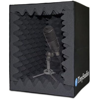 TroyStudio Portable Sound Recording Vocal Booth Box Reflection Filter & Microphone Isolation Shield Large, Foldable, Stand Mountable, Super Dense Sound Absorbing Foam (Small Size) TroyStudio Portable Sound Recording Vocal Booth Box Reflection Filter & Microphone Isolation Shield Large, Foldable, Stand Mountable, Super Dense Sound Absorbing Foam (Small Size)