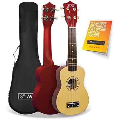 3rd Avenue Soprano Ukulele Beginner 21 Inch 4 Nylon Strings with Free Uke Bag – Natural – FREE 1 Month Online Lessons 3rd Avenue Soprano Ukulele Beginner 21 Inch 4 Nylon Strings with Free Uke Bag – Natural – FREE 1 Month Online Lessons