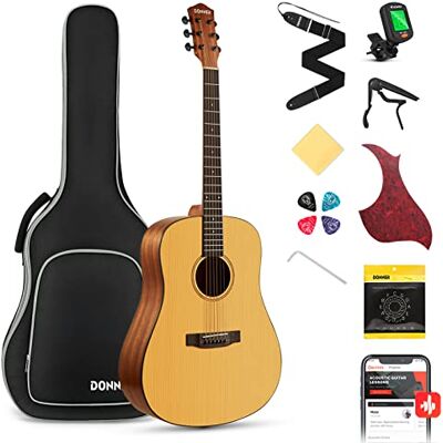 Donner Acoustic Guitar Full Size 4/4 Dreadnought Guitar Package 41 Inch Spruce Mahogany for Beginner with Gig Bag Tuner Strap Strings Capo Picks (DAG-1) Donner Acoustic Guitar Full Size 4/4 Dreadnought Guitar Package 41 Inch Spruce Mahogany for Beginner with Gig Bag Tuner Strap Strings Capo Picks (DAG-1)