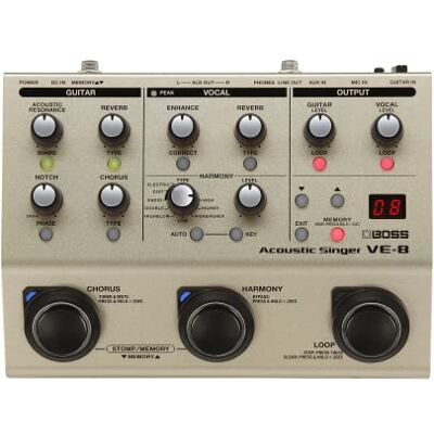 Boss VE-8 Acoustic Singer All-In-One Preamp & Effects for Guitarists Create Natural Harmonies in Real-Time Studio-Quality Processing Multiple Vocal Effects Looper Boss VE-8 Acoustic Singer All-In-One Preamp & Effects for Guitarists Create Natural Harmonies in Real-Time Studio-Quality Processing Multiple Vocal Effects Looper
