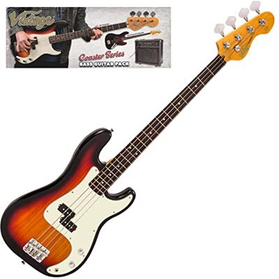 VINTAGE V40 COASTER BASS GUITAR PACK 3 TONE SUNBURST VINTAGE V40 COASTER BASS GUITAR PACK 3 TONE SUNBURST