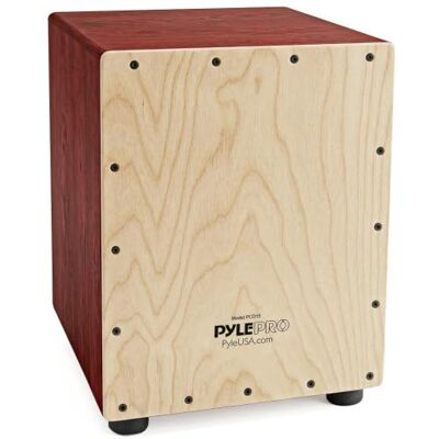 Pyle Full Size Cajon Drum Box, Wooden Percussion Beat Box with Internal Guitar Strings, Deep Bass Sound, Acoustic Birchwood Cajon for Beginners & Professionals, Ideal for Studio & Live Jam Sessions Pyle Full Size Cajon Drum Box, Wooden Percussion Beat Box with Internal Guitar Strings, Deep Bass Sound, Acoustic Birchwood Cajon for Beginners & Professionals, Ideal for Studio & Live Jam Sessions