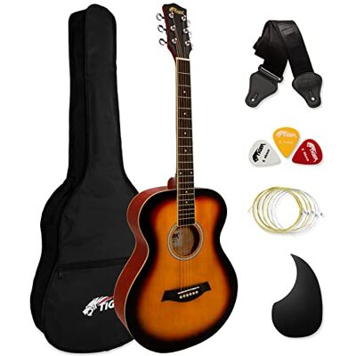 Tiger Acoustic Guitar for Beginners Full Size, Steel-String – Sunburst Tiger Acoustic Guitar for Beginners Full Size, Steel-String – Sunburst