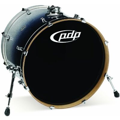 Pacific Drums Concept Maple Bass Drum, 22" x 18", Silver to Black Fade Lacquer Features a European Maple shell and innovative DW drum hardware Pacific Drums Concept Maple Bass Drum, 22" x 18", Silver to Black Fade Lacquer Features a European Maple shell and innovative DW drum hardware