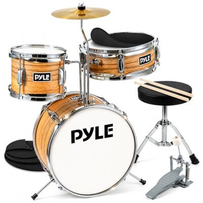 Pyle Drum Kit, Kids Drum set, Junior Acoustic Drums for Kids Ages 3-12, Beginner Child Drummer Kits w/Adjustable Padded Seat/Lightweight Drumsticks/Silencing Pads, Wood and metal, Easy to Assemble Pyle Drum Kit, Kids Drum set, Junior Acoustic Drums for Kids Ages 3-12, Beginner Child Drummer Kits w/Adjustable Padded Seat/Lightweight Drumsticks/Silencing Pads, Wood and metal, Easy to Assemble
