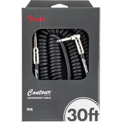 Fender 30' Contour™ Series Coil Instrument Cable, Black Fender 30' Contour™ Series Coil Instrument Cable, Black
