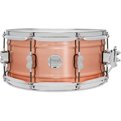 Pacific Drums Concept Series Metal Snare, 14" x 6.5", 1.2mm Natural Satin Brushed Copper A rolled copper shell with darker tone and a brushed exterior Pacific Drums Concept Series Metal Snare, 14" x 6.5", 1.2mm Natural Satin Brushed Copper A rolled copper shell with darker tone and a brushed exterior
