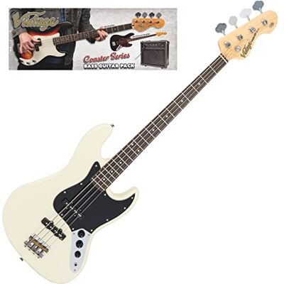 VINTAGE V49 COASTER BASS GUITAR PACK WHITE VINTAGE V49 COASTER BASS GUITAR PACK WHITE
