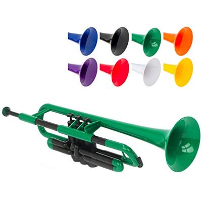 PINSTRUMENTS pTrumpet Plastic Trumpet with 3C and 5C Mouthpiece and Carry Bag Bb Student Green PINSTRUMENTS pTrumpet Plastic Trumpet with 3C and 5C Mouthpiece and Carry Bag Bb Student Green