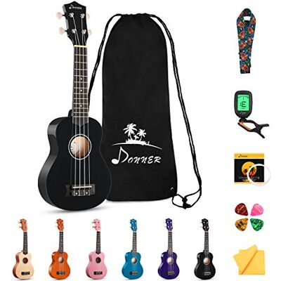 Donner Soprano Ukulele Beginner Kit Ukulele 21 inch Starter Set Adult Ukelele Hawaii Guitar with Uke Oneline Lesson String Tuner Picks DUS-10 Black Donner Soprano Ukulele Beginner Kit Ukulele 21 inch Starter Set Adult Ukelele Hawaii Guitar with Uke Oneline Lesson String Tuner Picks DUS-10 Black
