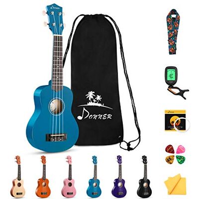 Donner Soprano Ukulele Kid Beginner Kit Ukulele 21 inch Child Starter Set Adult Ukelele Hawaii Guitar with Uke Oneline Lesson String Tuner Picks DUS-10 Blue Donner Soprano Ukulele Kid Beginner Kit Ukulele 21 inch Child Starter Set Adult Ukelele Hawaii Guitar with Uke Oneline Lesson String Tuner Picks DUS-10 Blue