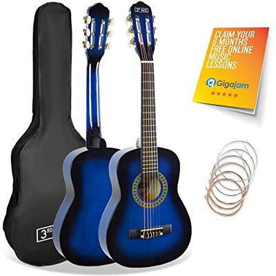 3rd Avenue 1/4 Size Kids Classical Guitar Spanish Nylon String Beginner Pack Bundle 6 Months FREE Lessons, Bag, Strings – Blue 3rd Avenue 1/4 Size Kids Classical Guitar Spanish Nylon String Beginner Pack Bundle 6 Months FREE Lessons, Bag, Strings – Blue
