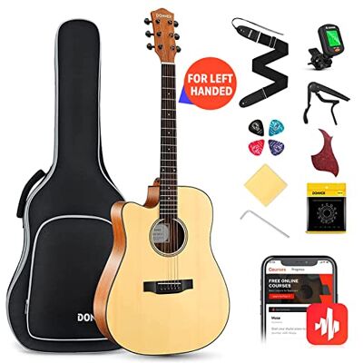 Donner Acoustic Guitar Left Handed Acoustic Guitar 4/4 41 inch Full Size Guitar Cutaway Beginner with Gig Bag Strap Capo Strings Tuner Picks(Natural) Donner Acoustic Guitar Left Handed Acoustic Guitar 4/4 41 inch Full Size Guitar Cutaway Beginner with Gig Bag Strap Capo Strings Tuner Picks(Natural)