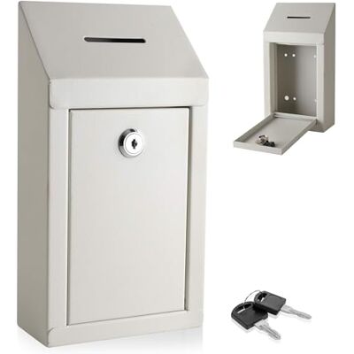 My Charity Boxes Metal Donation & Collection Office Suggestion Secure Box With Top Coin Slot and Lock Easy Wall or Counter Mount (Off White) My Charity Boxes Metal Donation & Collection Office Suggestion Secure Box With Top Coin Slot and Lock Easy Wall or Counter Mount (Off White)