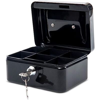 MAUL Black Cash Box Lockable Steel Till with Coin Tray MAUL Black Cash Box Lockable Steel Till with Coin Tray