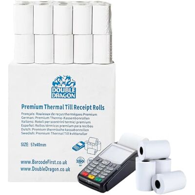 Dragon 300 Rolls 57 x 40 mm Premium Thermal Paper Till Receipt Roll for PDQ Credit Card Machine, POS, EPOS & Cash Register Dragon 300 Rolls 57 x 40 mm Premium Thermal Paper Till Receipt Roll for PDQ Credit Card Machine, POS, EPOS & Cash Register