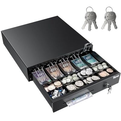 Tera Cash Drawer Till Register 16 Inch 5 Bill 8 Coin 415 x 415 x 115 mm Auto Open Cash Till with 6 Keys 12V RJ12 Media Slot Point of Sale POS System for Retail Restaurant Businesse 415A Tera Cash Drawer Till Register 16 Inch 5 Bill 8 Coin 415 x 415 x 115 mm Auto Open Cash Till with 6 Keys 12V RJ12 Media Slot Point of Sale POS System for Retail Restaurant Businesse 415A