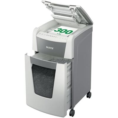 Leitz IQ Autofeed Office Cross Cut Paper Shredder P4, Automatic, 300 sheet, 60 Litre Bin Capacity, White, 80150000 Leitz IQ Autofeed Office Cross Cut Paper Shredder P4, Automatic, 300 sheet, 60 Litre Bin Capacity, White, 80150000