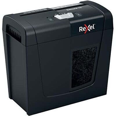 Rexel X6 Cross Cut Paper Shredder, Shreds 7-6 Sheets (70-80 gsm), P4 Security, Home/Home Office, 10 Litre Removable Bin, Quiet and Compact, Secure Range, 2020122, Black Rexel X6 Cross Cut Paper Shredder, Shreds 7-6 Sheets (70-80 gsm), P4 Security, Home/Home Office, 10 Litre Removable Bin, Quiet and Compact, Secure Range, 2020122, Black